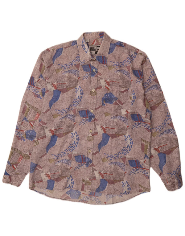 Vintage Ανδρικό πουκάμισο Abstract Pattern Μέγεθος 39/40 Μεσαίο Πολύχρωμο