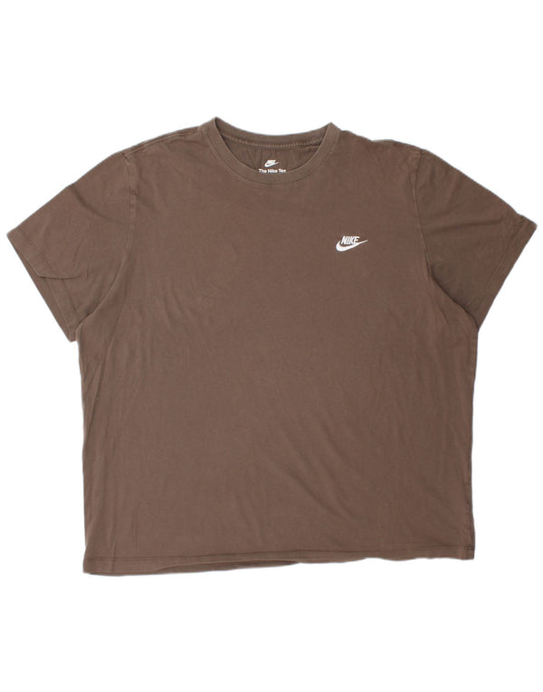 NIKE Mens T-Shirt Top 2XL Brown Cotton