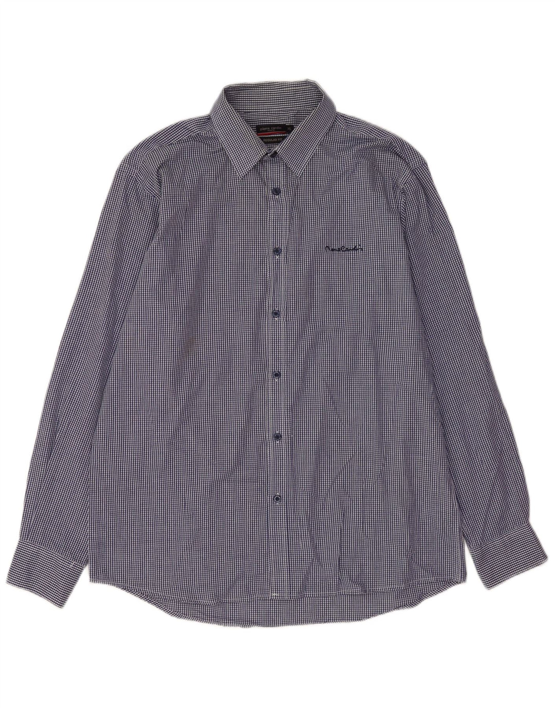 Pierre Cardin Ανδρικό πουκάμισο με κανονική εφαρμογή XL Navy Blue Gingham Polyester