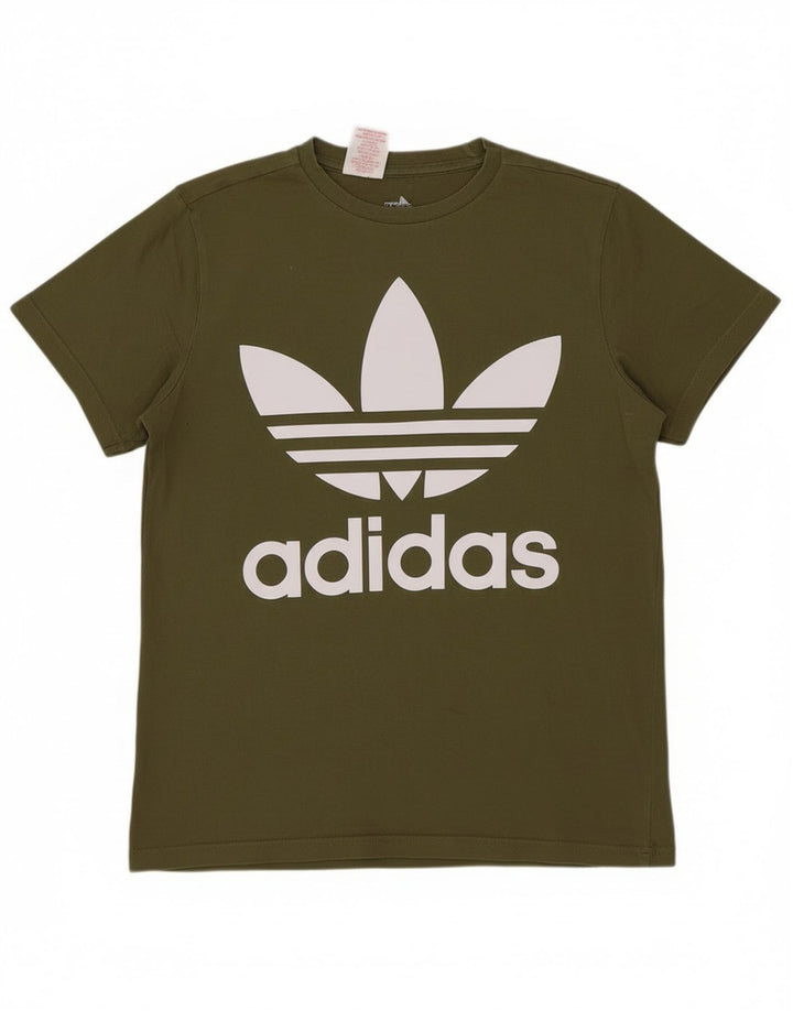 Adidas Boys Graphic T-Shirt Top 13-14 ετών Χακί βαμβακερό