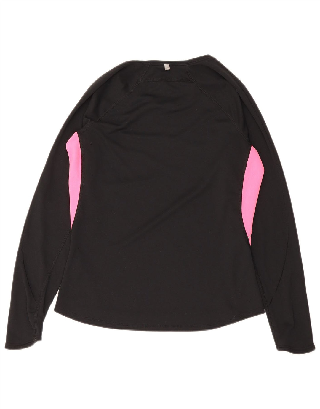 Nike Womens Dri Fit Top μακριά μανίκια UK 12/14 Medium Black Colorblock