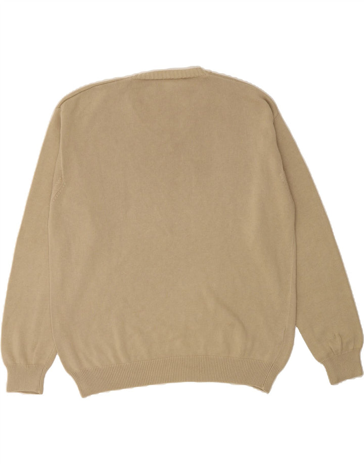 HENRY COTTONS Mens V-Neck Jumper Sweater XL Beige Vintage Henry Cottons and Second-Hand Henry Cottons from Messina Hembry 