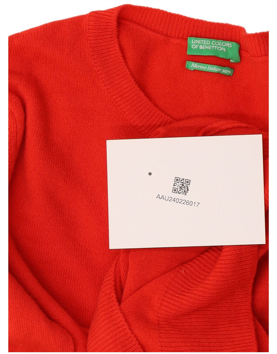 Γυναικείο πουλόβερ Benetton Crew Neck Jumper UK 12 μεσαίο κόκκινο παρθένο μαλλί