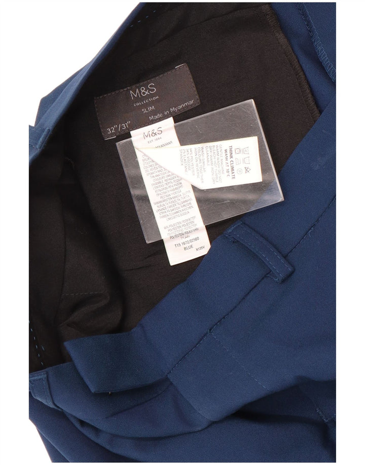 Ανδρικό Slim Suit Παντελόνι Marks & Spencer W32 L31 Blue Polyester