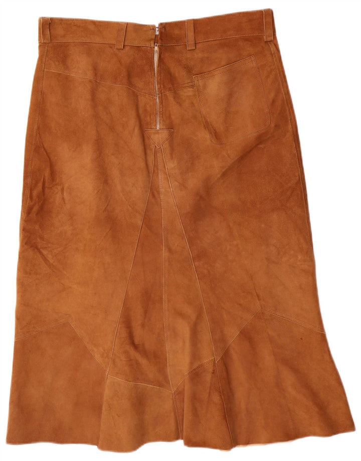 VINTAGE Γυναικεία Suede Φούστα A-Line W32 Μεγάλο Καφέ
