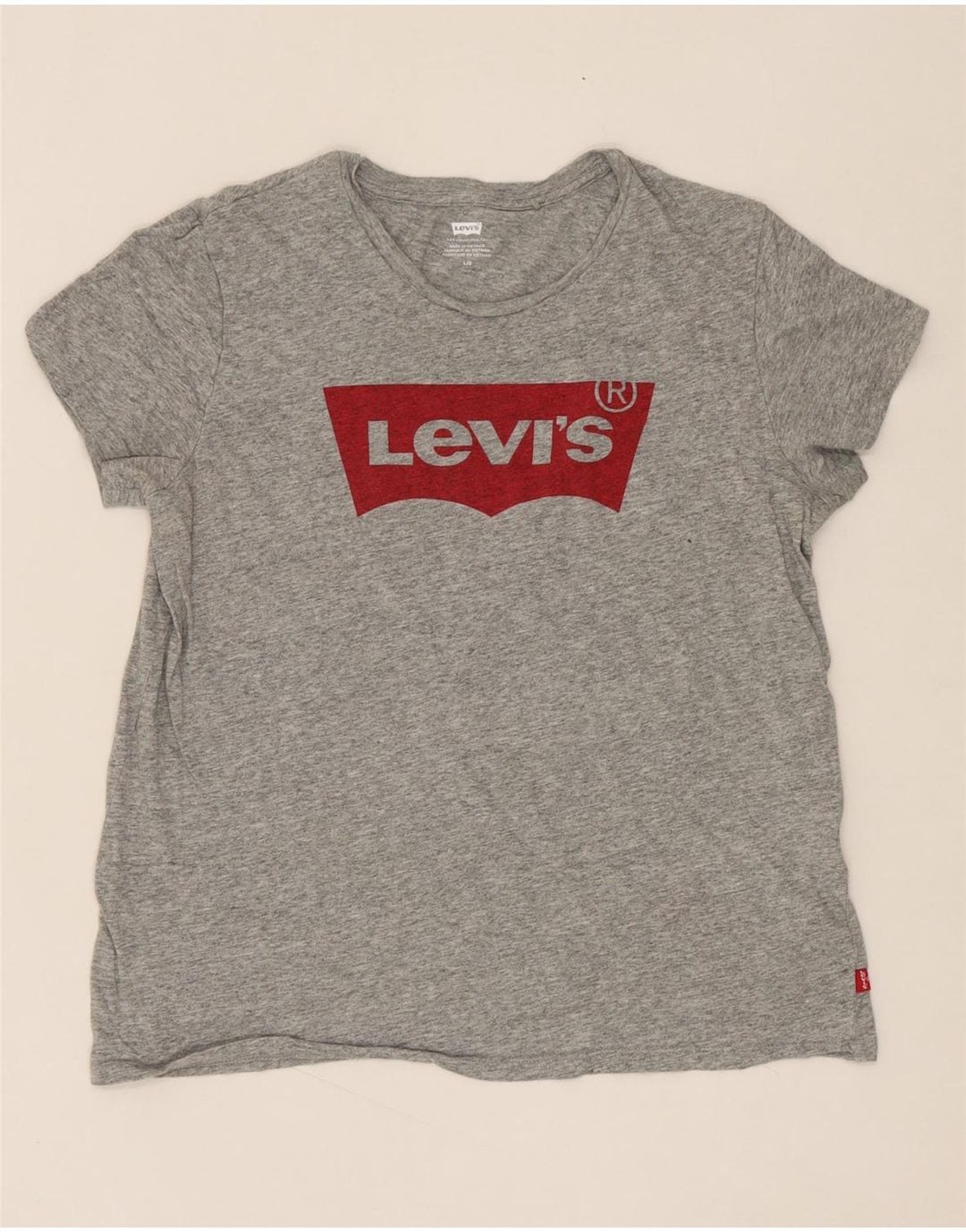 LEVI'S Womens Graphic T-Shirt Top UK 16 Large Grey Vintage Levi's and Second-Hand Levi's from Messina Hembry 