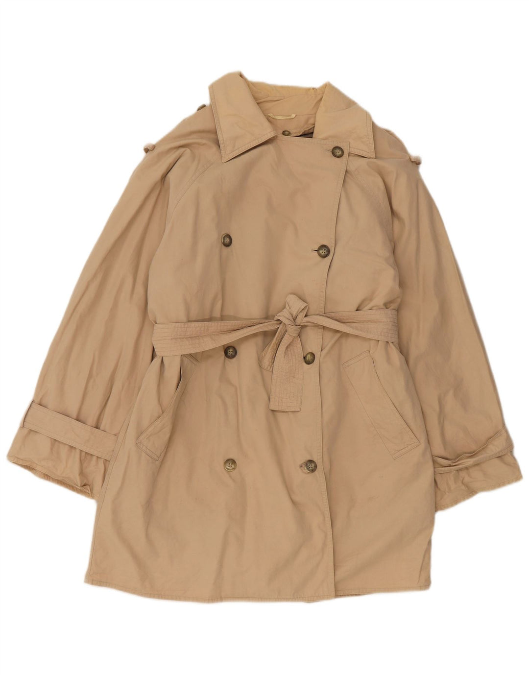 Vintage Γυναικεία Σαββατοκύριακο oversized καμπαρντίνα UK 8 Μικρό μπεζ βαμβακερό
