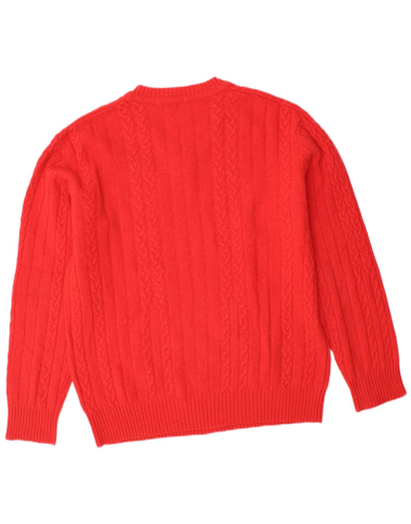Γυναικείο πουλόβερ με λαιμόκοψη Vintage UK 16 μεγάλο κόκκινο μαλλί