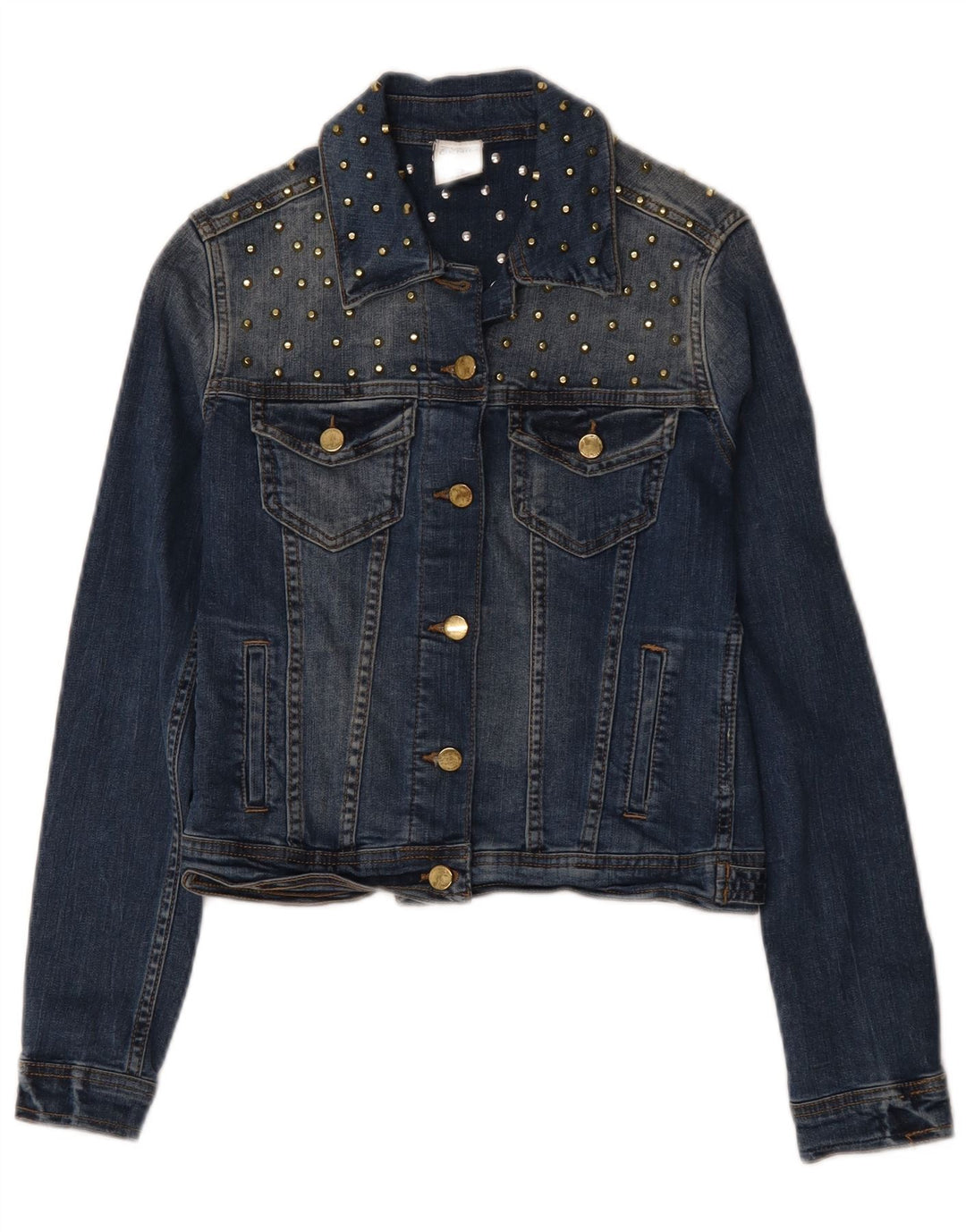 Zara Γυναικείο Τζιν Μπουφάν UK 10 Small Blue Cotton