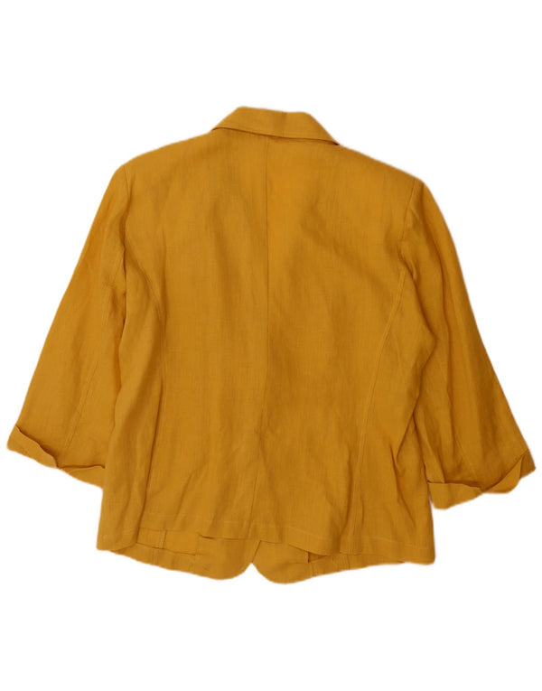 VINTAGE Womens 3/4 Sleeve 2 Button Blazer Jacket IT 50 XL Yellow