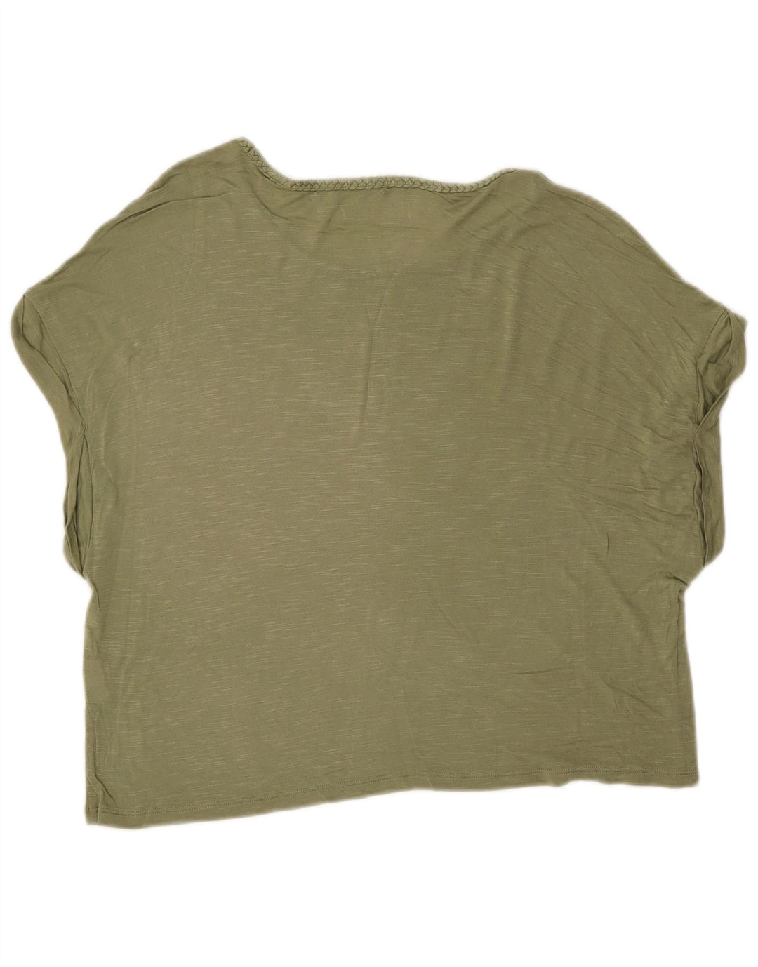 Γυναικείο μπλουζάκι BENETTON Crop Oversized Top UK 6 XS Khaki Flecked Viscose