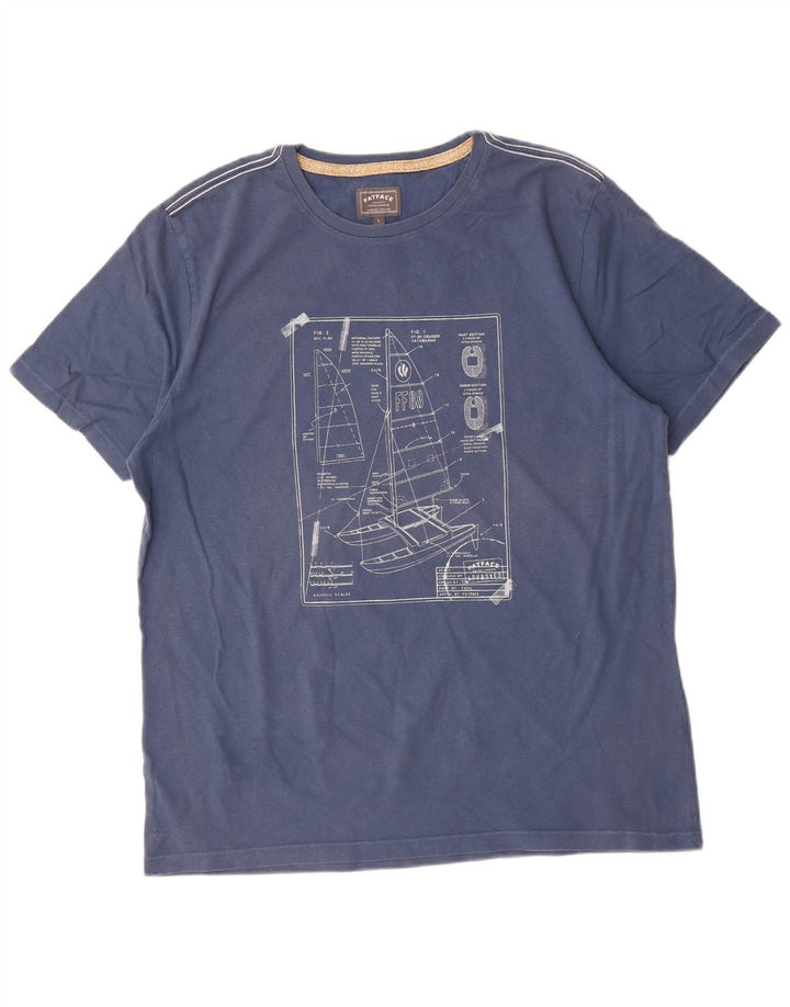 Ανδρικό γραφικό T-Shirt Fat Face Top μεγάλο μπλε βαμβακερό