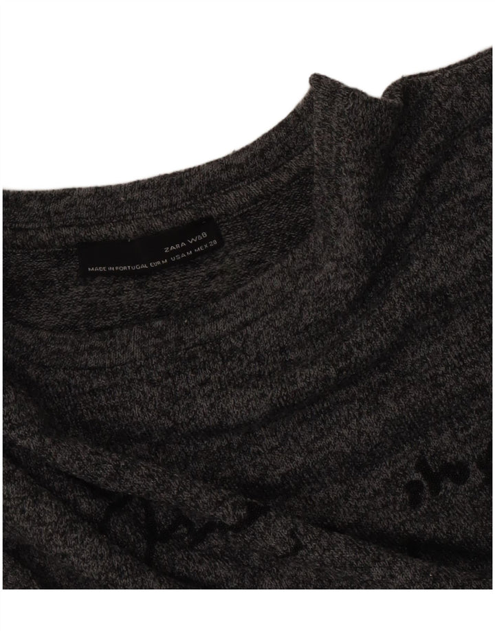 Zara Γυναικείο Γραφικό Φόρεμα UK 14 Medium Grey Flecked