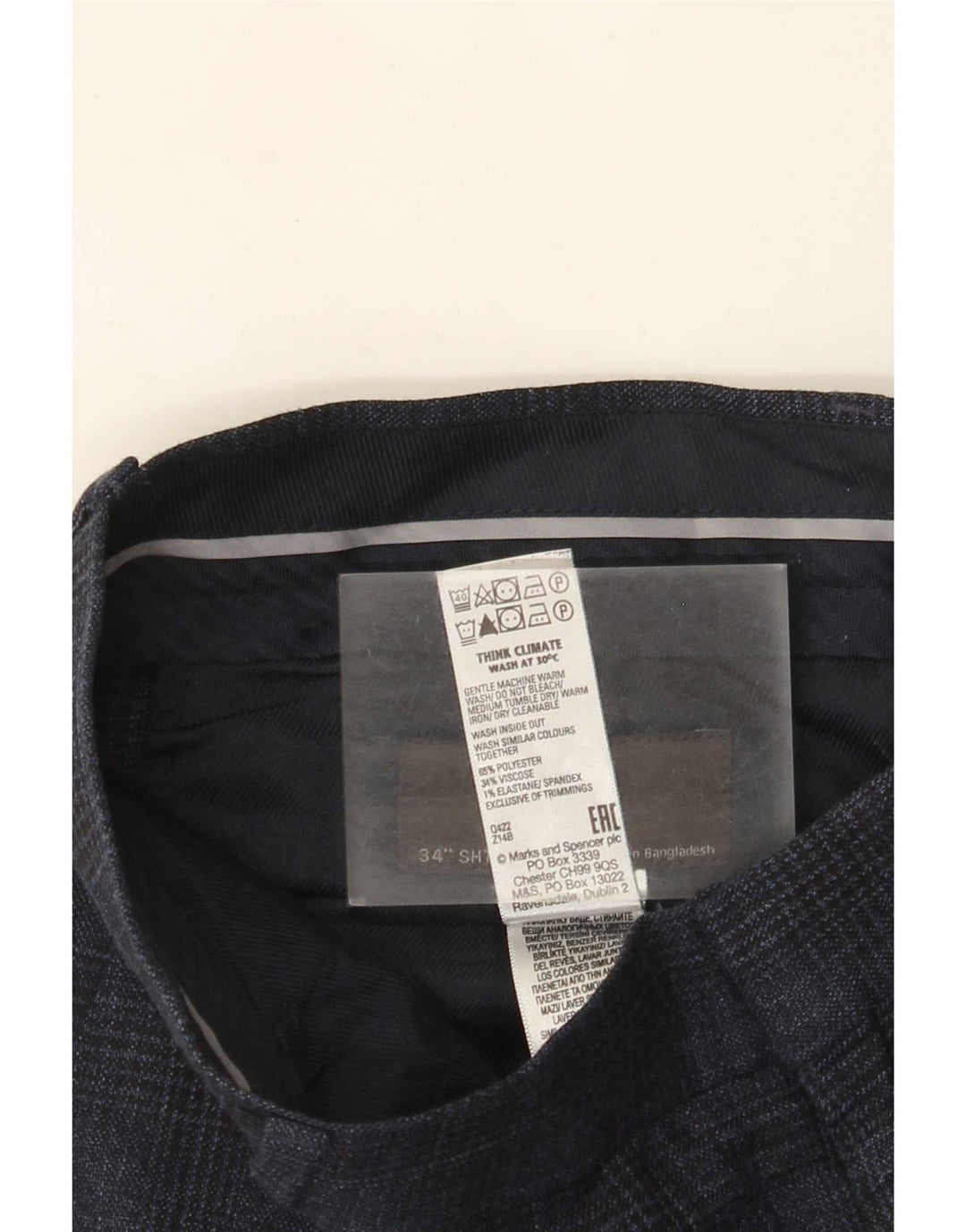 Ανδρικό παντελόνι Chino Marks & Spencer W34 L29 Navy Blue Houndstooth