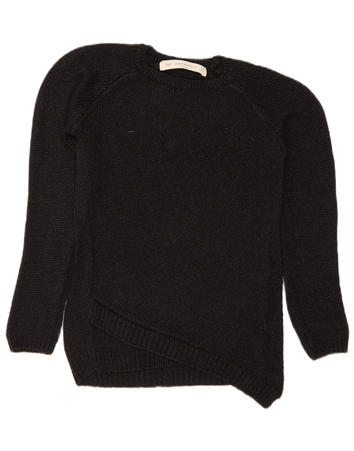 Zara Γυναικείο πουλόβερ με λαιμόκοψη UK 14 Medium Μαύρο