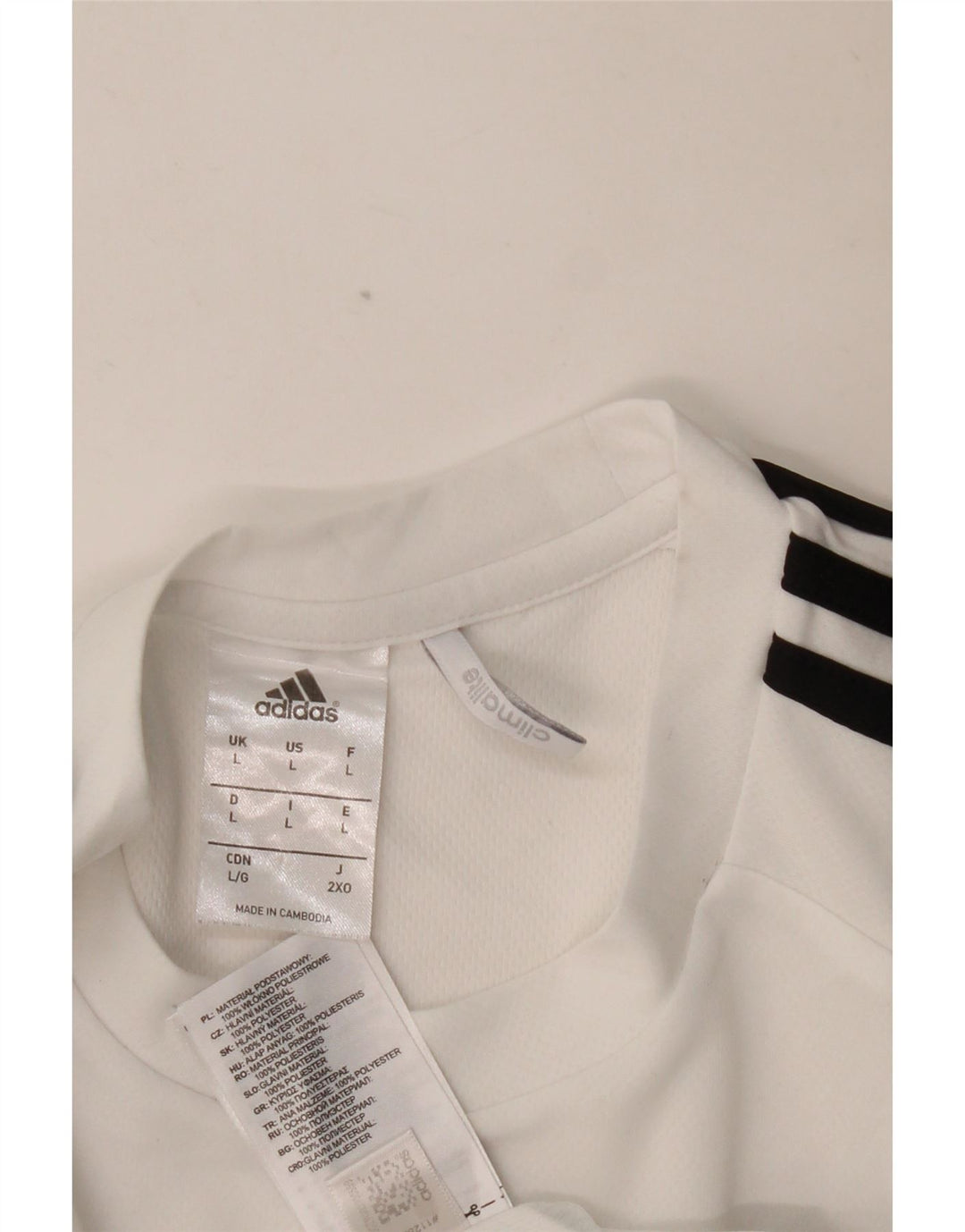 Ανδρικό T-Shirt Climalite ADIDAS Top Large White Colourblock Πολυεστέρας