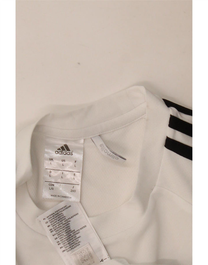 Ανδρικό T-Shirt Climalite ADIDAS Top Large White Colourblock Πολυεστέρας