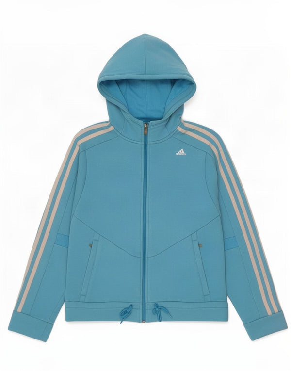 Γυναικείο πουλόβερ Adidas Climalite με φερμουάρ UK 12 μεσαίο μπλε βαμβακερό