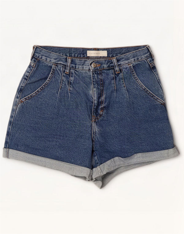 Topshop Γυναικείο πλισέ τζιν σορτς UK 10 Small W28 Blue Cotton