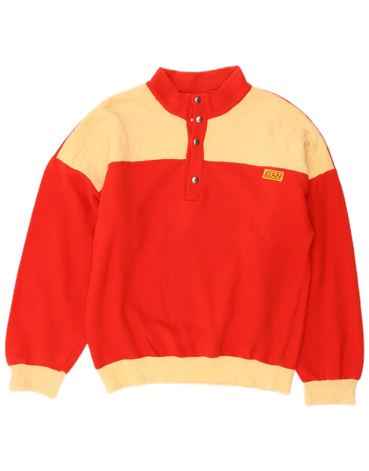 Vintage ανδρικό φούτερ με κουμπιά Jumper IT 48 Medium Red Colourblock