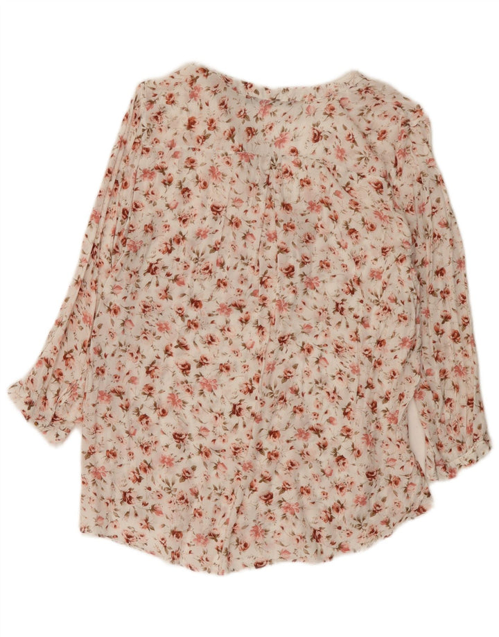 Zara Γυναικεία μπλούζα με 3/4 μανίκια τοπ UK 14 Medium White Floral