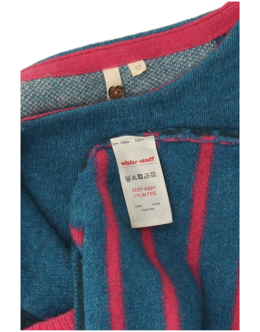 White Stuff Γυναικείο πουλόβερ UK 10 Small Blue ριγέ Lambswool