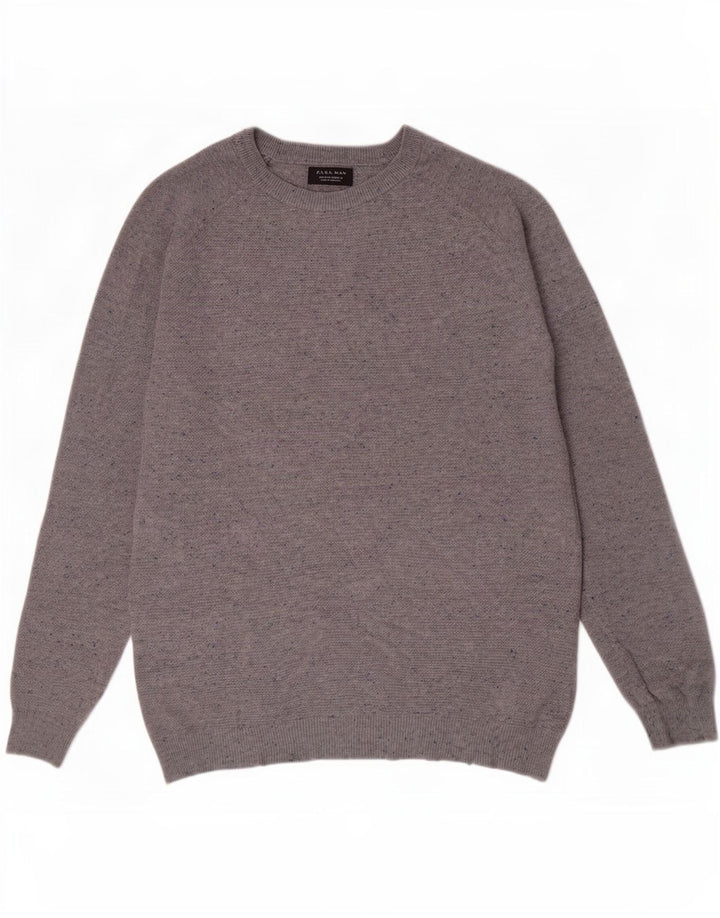 Ανδρικό πουλόβερ Zara Boat Neck, Βαμβακερό μεσαίο γκρι