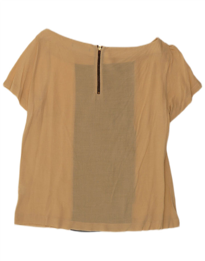 Zara Γυναικεία Μπλούζα Τοπ UK 16 Large Beige Colourblock Viscose