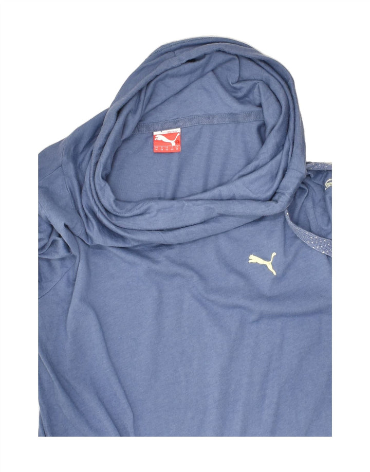PUMA Womens Roll Neck Graphic Top Long Sleeve UK 12 Medium  Blue | Vintage Puma | Thrift | Second-Hand Puma | Used Clothing | Messina Hembry 