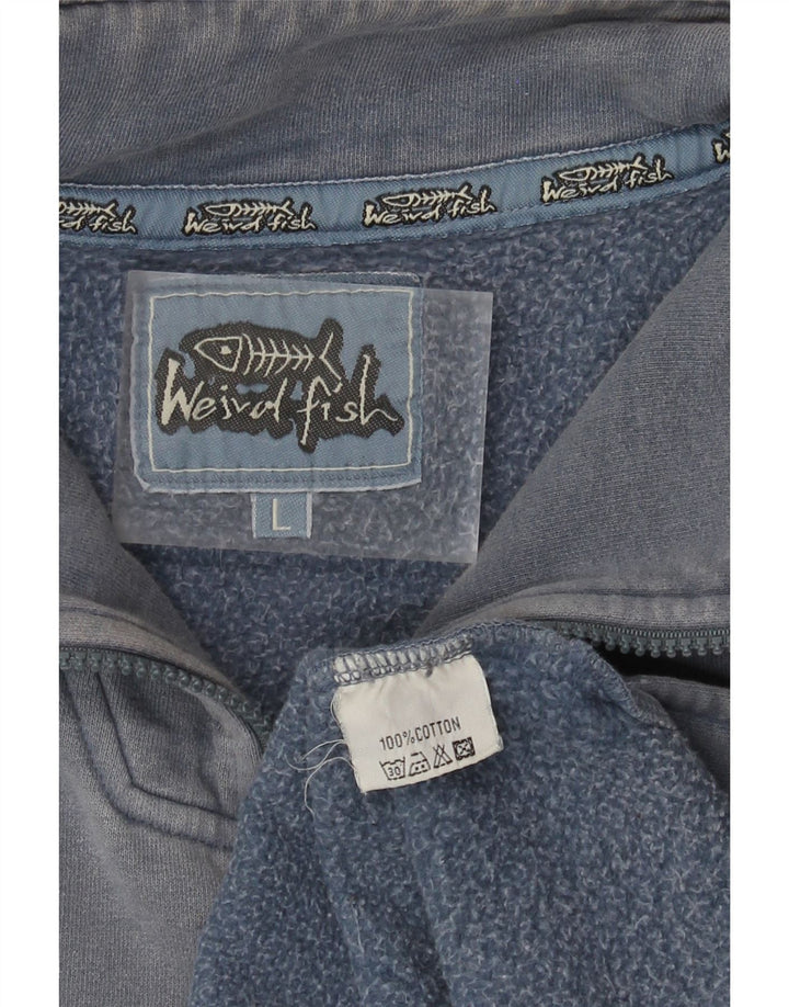 Ανδρικό φούτερ με φερμουάρ WEIRD FISH, Μπλε βαμβακερό