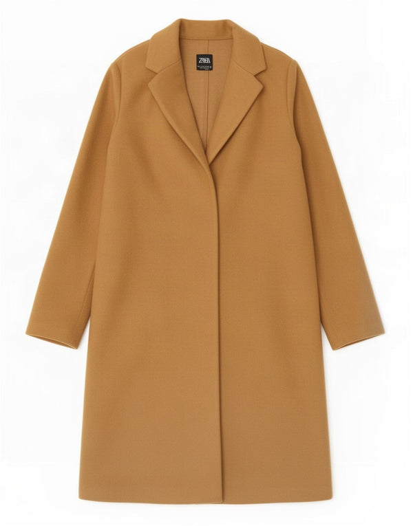 Zara Γυναικείο Ανοιχτό Πανωφόρι UK 10 Small Beige Polyester