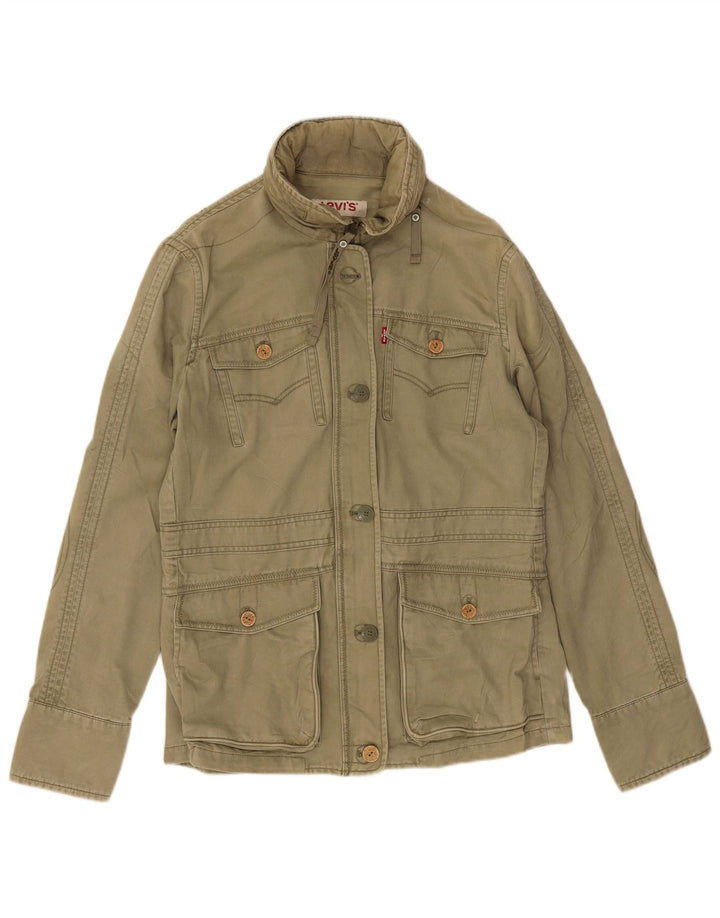 Levi's Womens Graphic Hooded Utility Jacket UK 16 Large Khaki Cotton