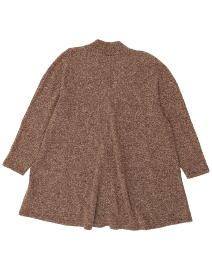Vintage γυναικείο Longline oversized ζακέτα πουλόβερ UK 14 μεσαίο καφέ μαλλί
