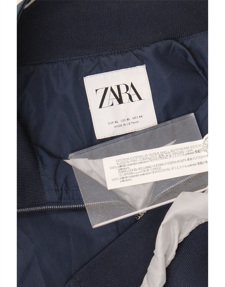 Zara Ανδρικό Bomber Jacket UK 42 XL Navy Blue Polyester