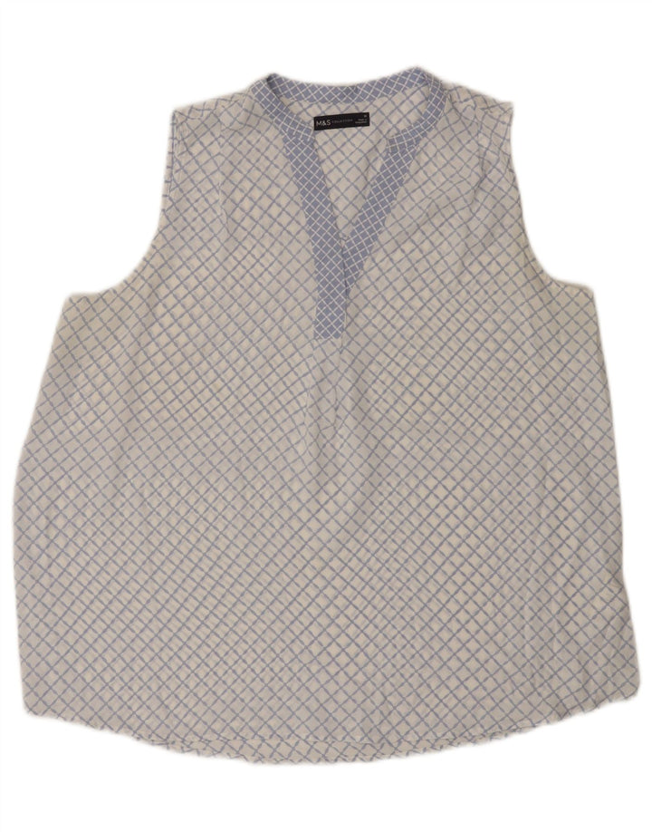 Marks & Spencer Γυναικεία Αμάνικη Μπλούζα Τοπ UK 16 Large Blue Geometric