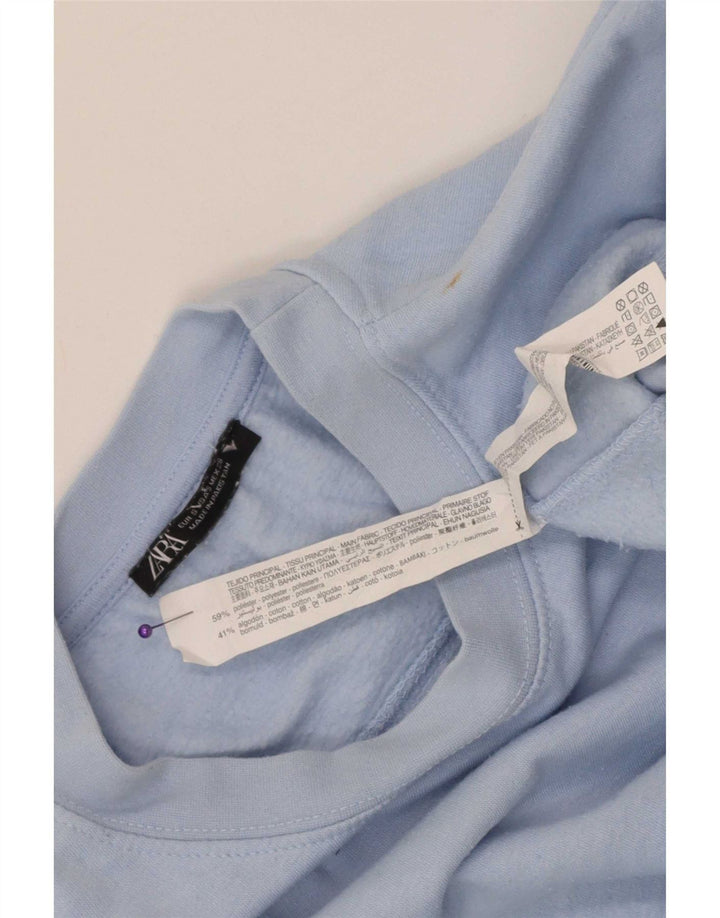 Zara Γυναικεία φούτερ Crop Jumper UK 10 Small Blue Polyester