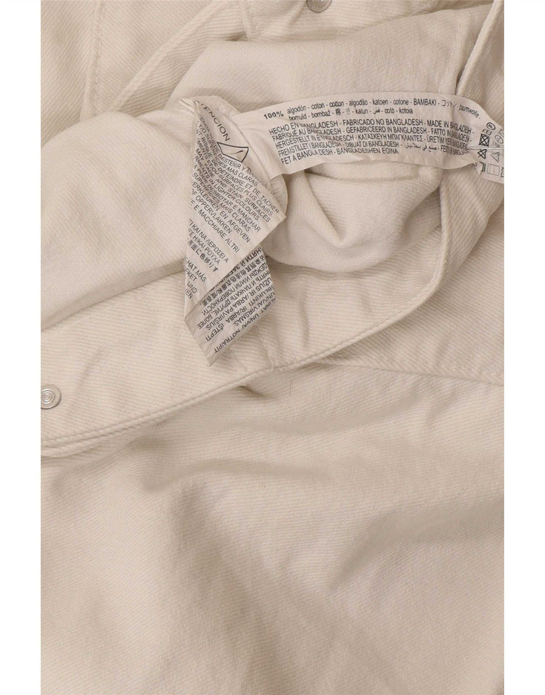 Zara Γυναικείο Crop Oversized Τζιν Μπουφάν UK 6 XS Λευκό Βαμβακερό