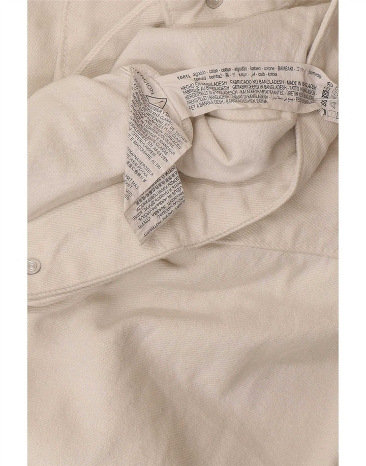 Zara Γυναικείο Crop Oversized Τζιν Μπουφάν UK 6 XS Λευκό Βαμβακερό
