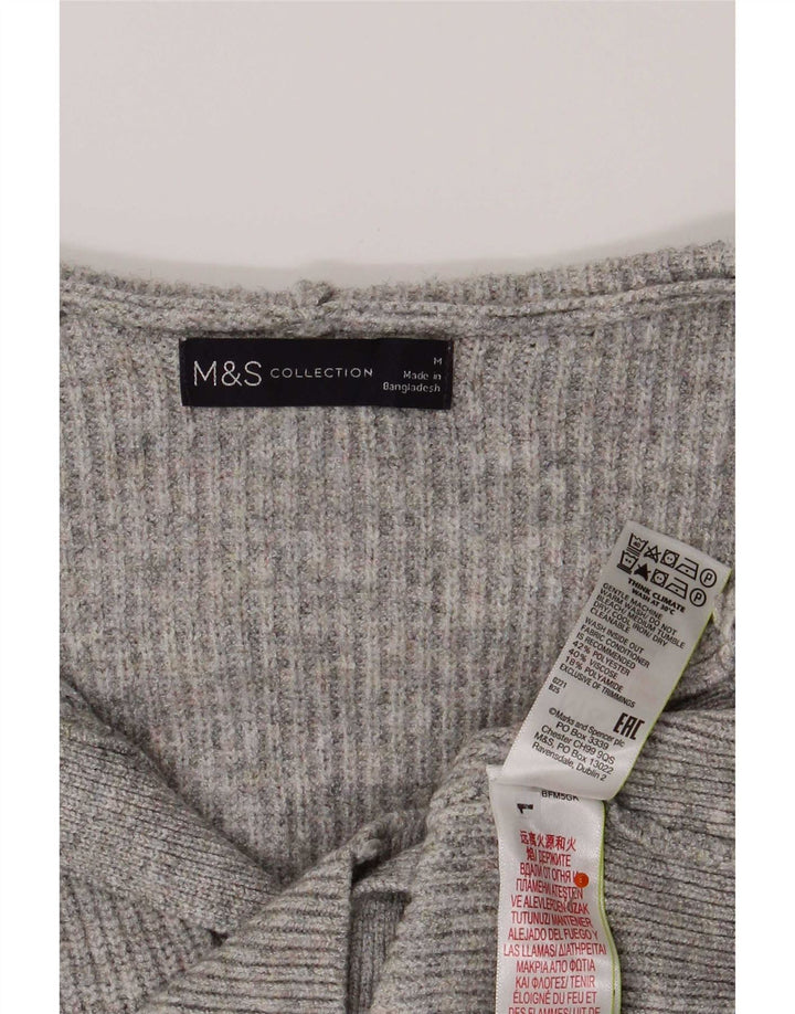 Γυναικείο πουλόβερ ζακέτα με κουκούλα Marks & Spencer UK 14 Medium Grey Polyester