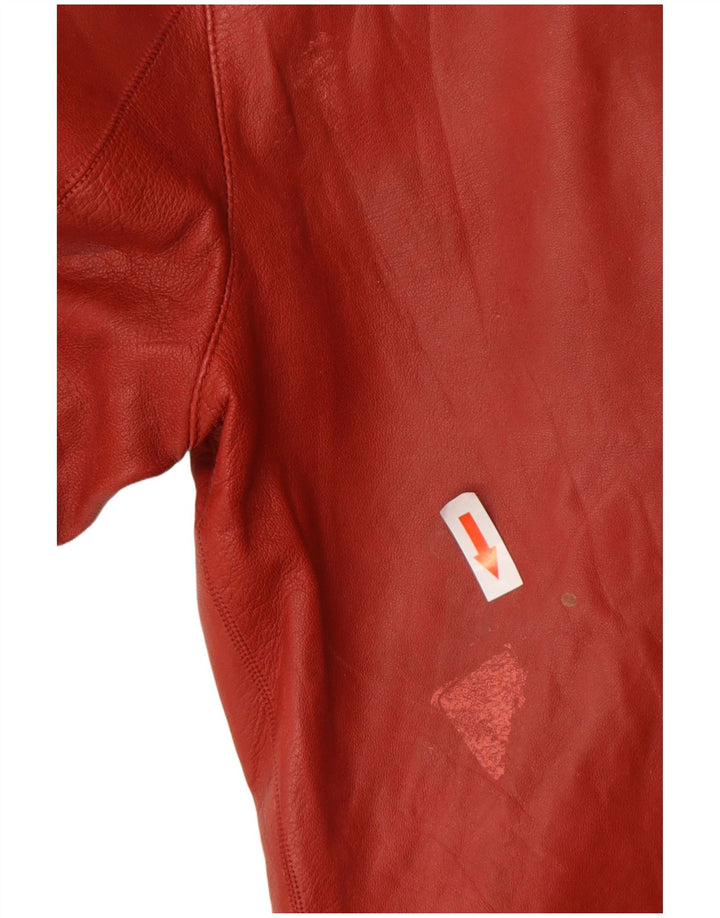 Massimo Dutti Ανδρικό Δερμάτινο Biker Jacket UK 36 Small Red Leather