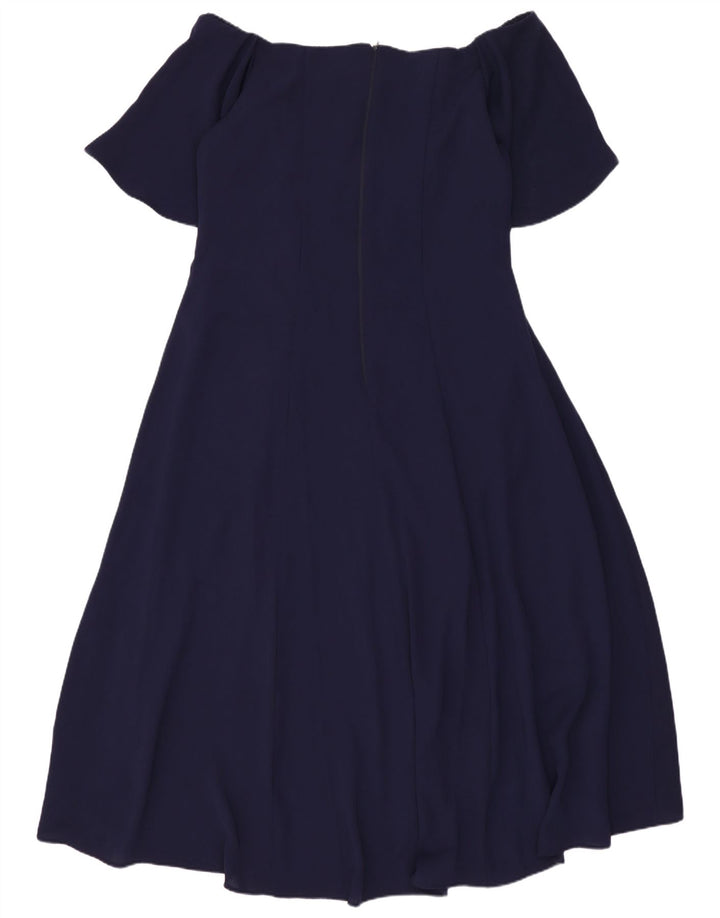 Coast Womens Off Shoulder Dress UK 12 Medium Navy Blue Polyester