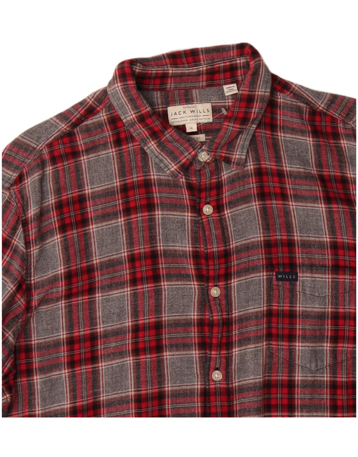 Jack Wills Ανδρικό φανελένιο πουκάμισο XL γκρι βαμβακερό με κανονική εφαρμογή