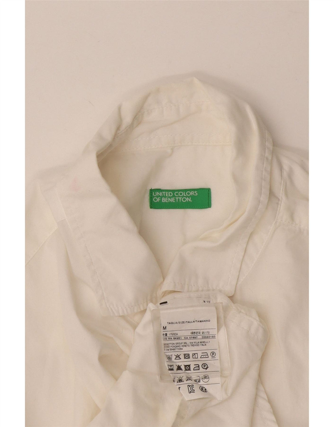 Ανδρικό πουκάμισο Benetton, μεσαίο λευκό βαμβακερό
