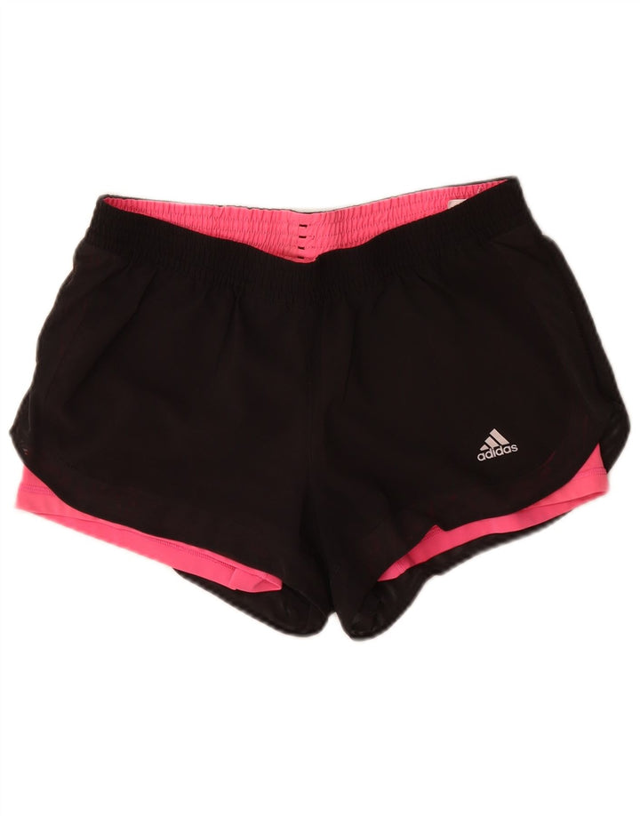 Γυναικείο αθλητικό σορτς Adidas Climalite UK 12/14 μεσαίο μαύρο πολυεστέρα