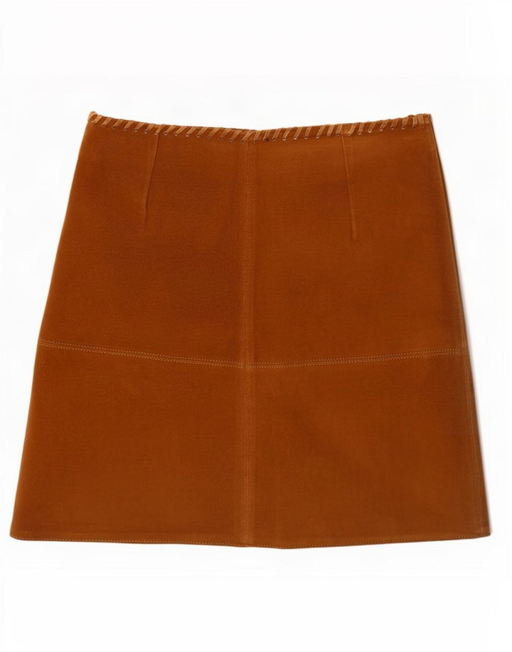 Zara Γυναικεία Mini Suede Φούστα Medium W28 Beige Δερμάτινη