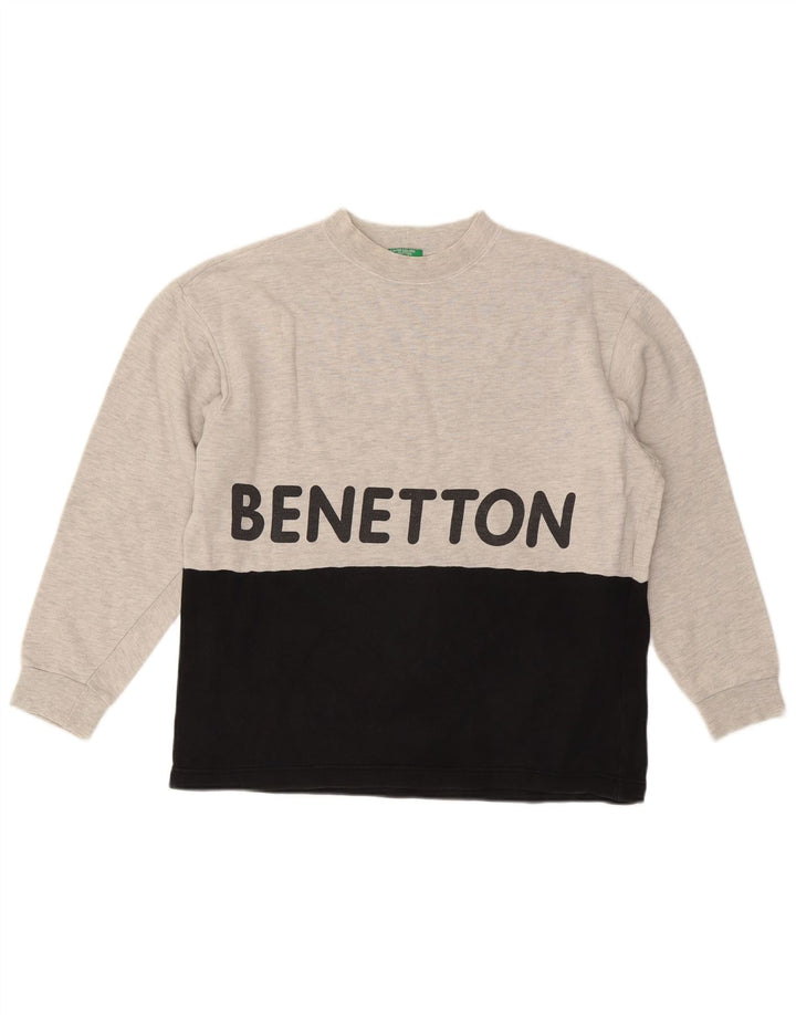 BENETTON Ανδρικό γραφικό φούτερ πουκάμισο από βαμβακερό μικρό γκρι χρώμα