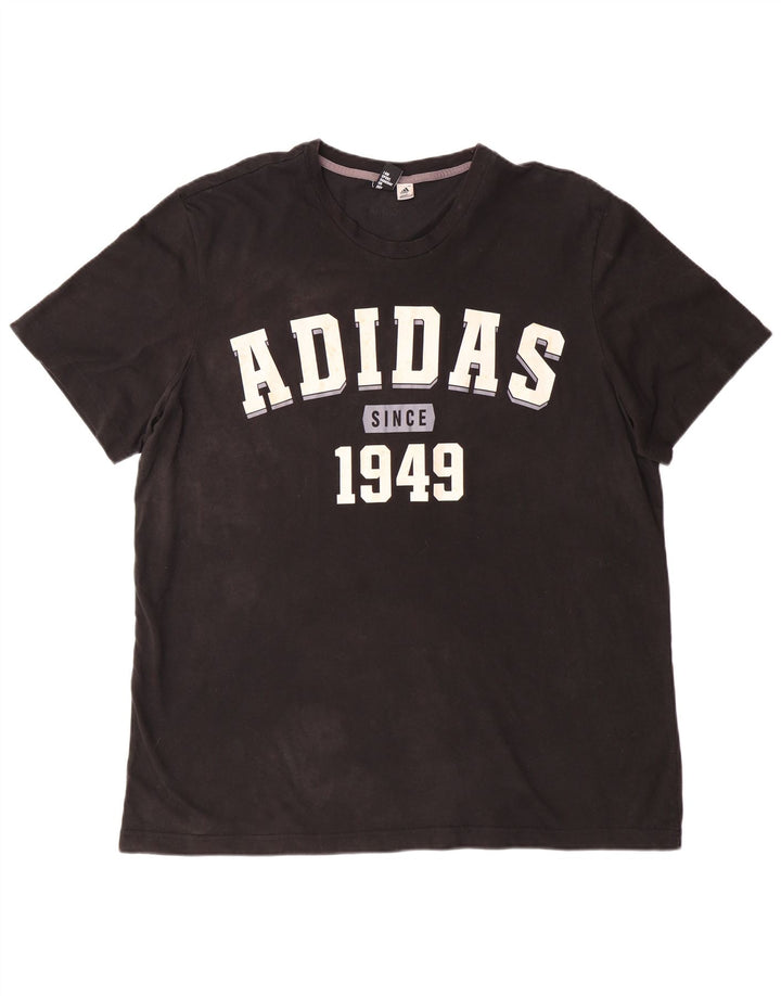 Ανδρικό γραφικό T-Shirt ADIDAS Top 2XL Μαύρο βαμβακερό