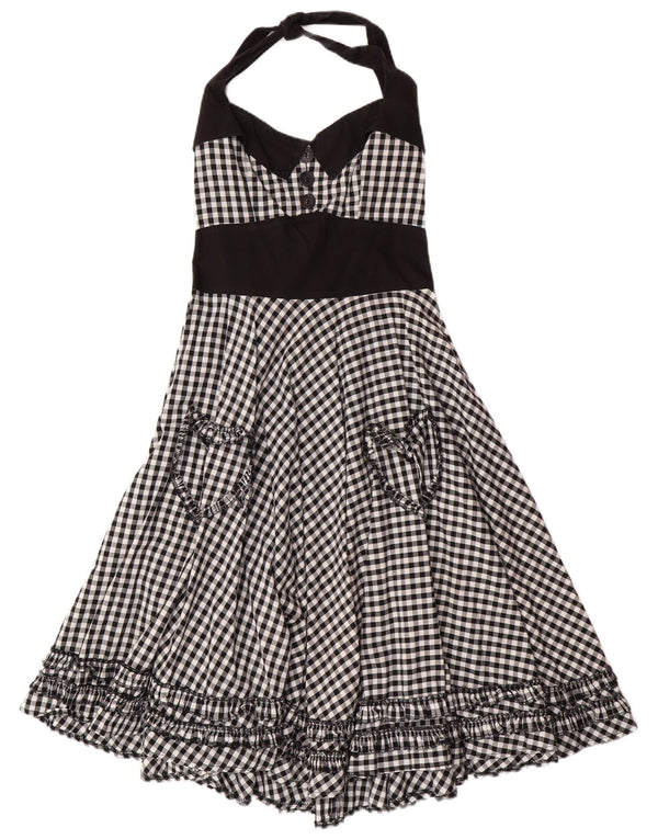 Γυναικείο φόρεμα HELL BUNNY UK 8 Small Black Gingham Cotton