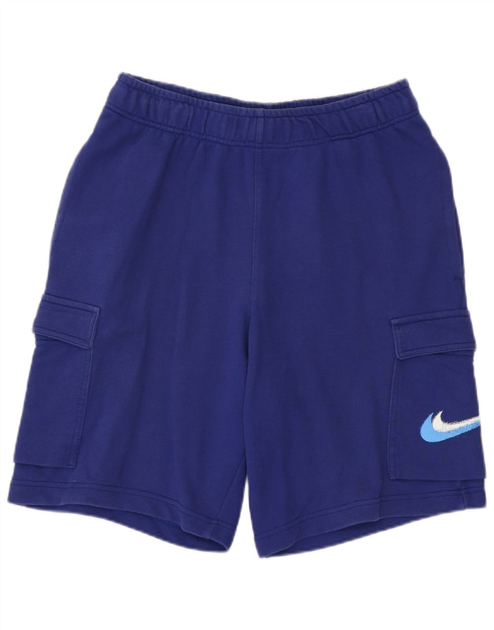 Ανδρικό γραφικό αθλητικό σορτς NIKE μικρό μπλε βαμβακερό
