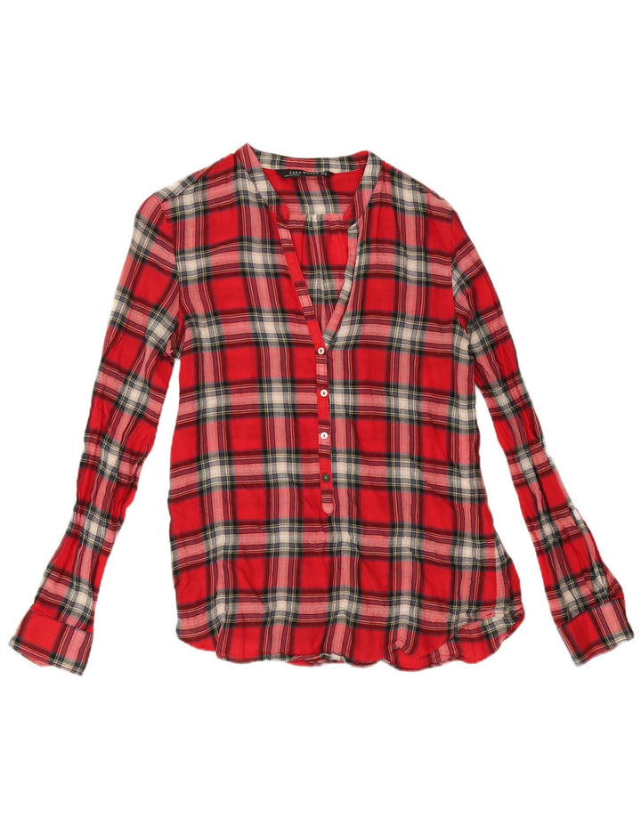 Zara γυναικείο πουλόβερ πουκάμισο UK 6 XS Red Check Cotton